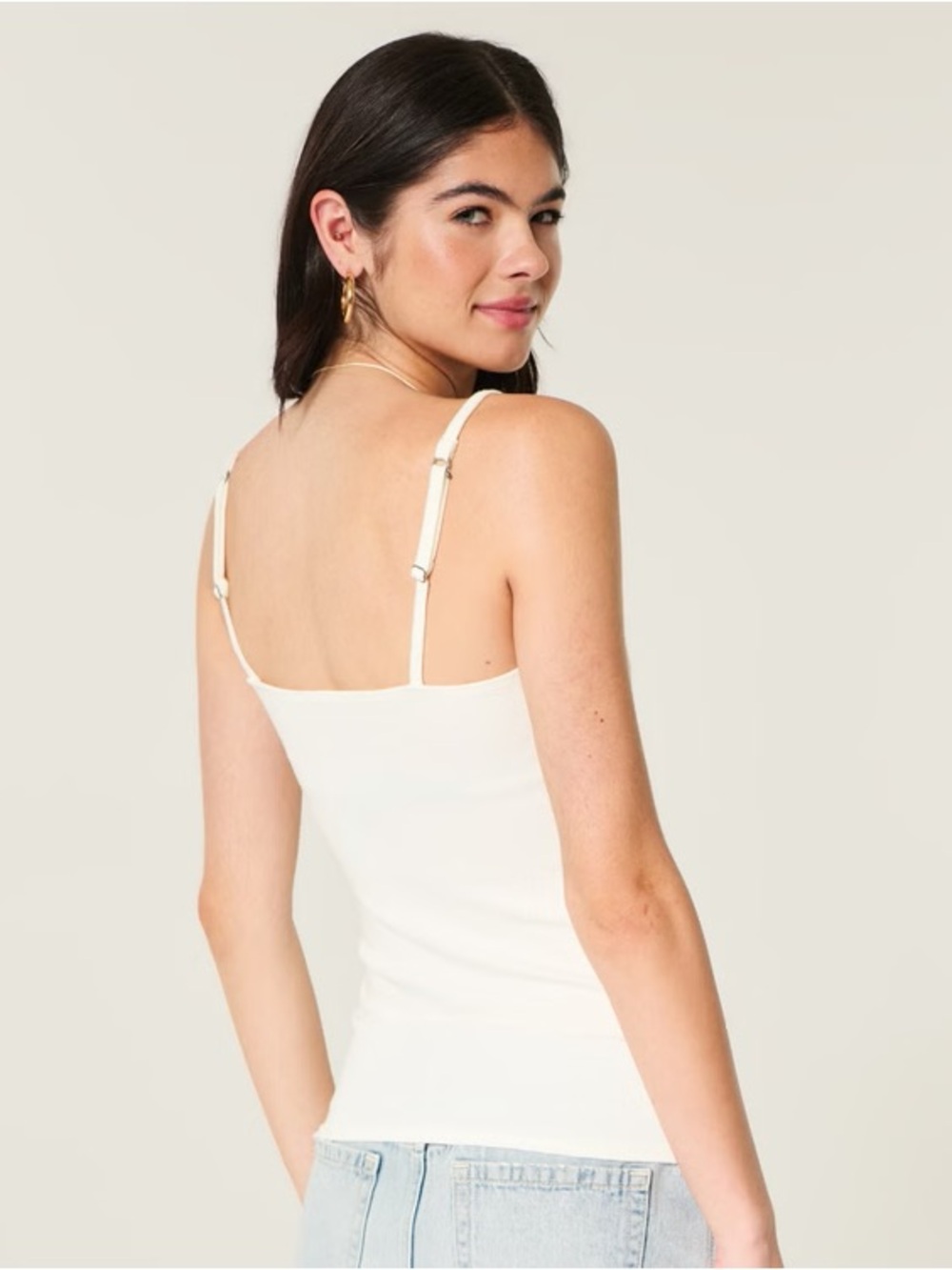 Hollister Wrap Lace Trim Ribbed Layering Cami - Cloud White - Picture 3 of 6